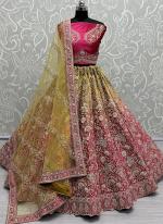 Velvet Sunrise Pink Bridal Wear Embroidery Work Lehenga Choli